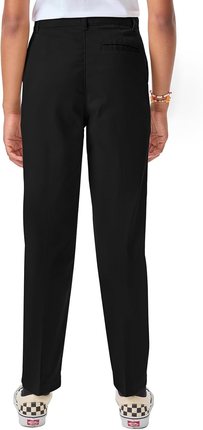 Classroom Uniform Girls Flat Front Pants with 3 Pockets & Zip Fly Front Closure