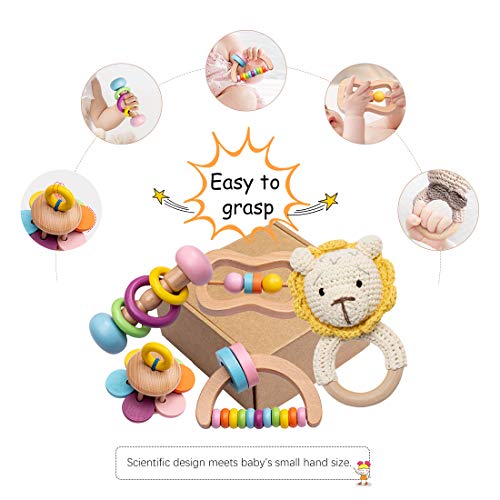 Wooden Montessori Baby Sensory Rattle Educational Toys Preschool Baby Grasping Toy-Nursery First Toy #TOP3