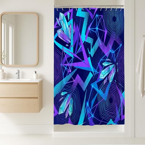 Kristall-Duschvorhang, modern, abstraktes Dreieck, geometrisch, Sommerblau, Polyester, wasserdicht, Badewannentuch, Dekoration, für Badezimmer, Gästezimmer, 91,4 x 183,9 cm