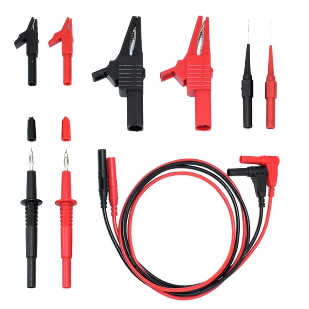 Aundhegrtt As Shown 10Pcs Test Leads Kit, Double Insulated Multimeter Test Lead Set With Alligator Clips And Needle Probe