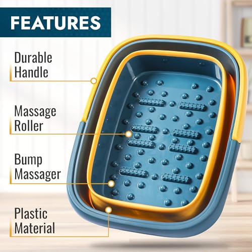 Spa de pies plegable con asa portátil azul miniatura 5