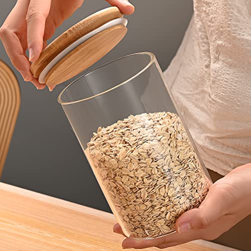 Image of umieo Glass Food Storage Containers with Lids, Small Storage Containers 27oz Set of 2, Glass Storage Jars with Airtight Lids for, Flour, Rice, Nuts, Candy, Coffee, Beans