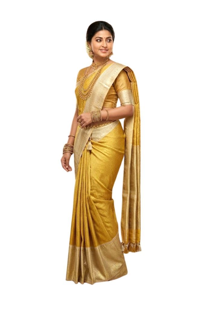 sree kumaran – Premium Banarasi Golden Designer Bollywood Influence & Celebrity Tissue Saree Zari Work-picture-51