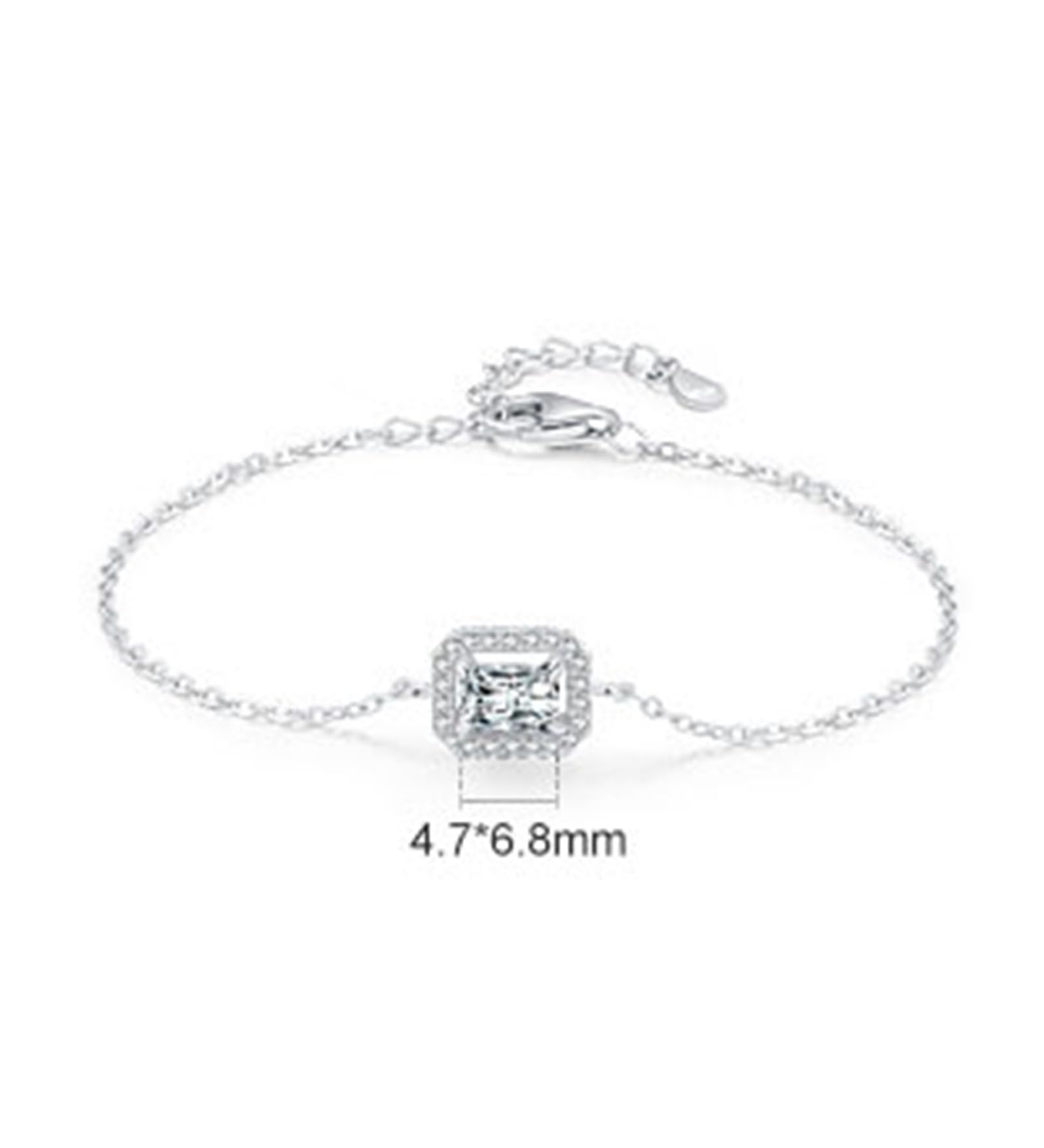 Lindas pulseras de la amistad para mujer con diamantes creados de 0,6 quilates, bonita pulsera de amistad para ella, oro blanco de 18 quilates | Tamaño 20 + 3 cm
