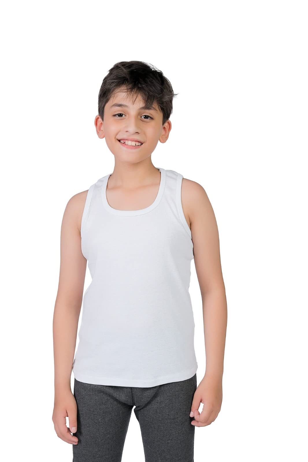orbiz Lot de 5 débardeurs sans manches 100 % pur coton interlock pour garçons et filles de 3 à 13 ans