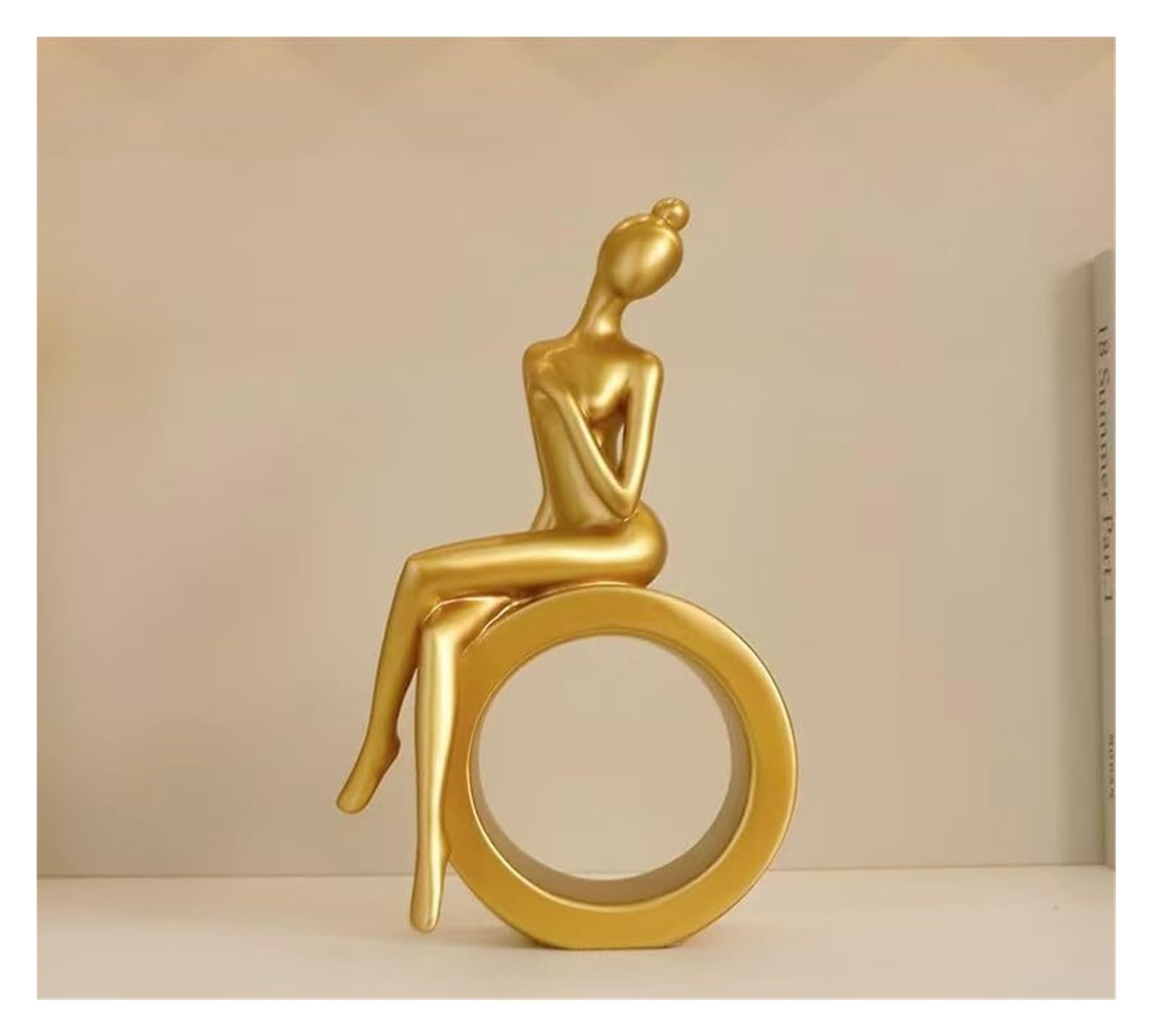 JJJing5 Decor Decorative Nordic Abstract Figure Sculpture 6 Styles To Choose Nightstand Accessories(Golden Round Style)