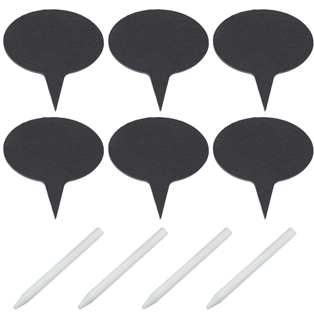 Angoily Käse-Marker für Charcuterie, Schiefer, Käseplatte, Schiefer, Käseetiketten, Schild für Hochzeit, Geburtstag, Cocktailpartys, Abendessen, Essen (ovale Form), 6 Stück
