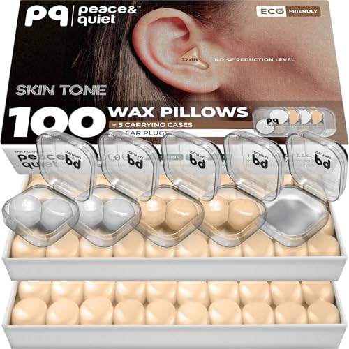 Peace&Quiet PQ 100 tapones de cera para los oídos para dormir, tapones de silicona para dormir y nadar, tapones de gel para los oídos para cancelar el ruido, tapones para los oídos para dormir,