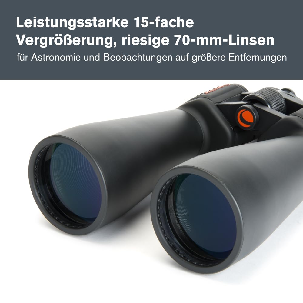 Celestron 71009 SkyMaster 15x70mm Porro Prism Binoculars with Multi-Coated Lens and BaK-4 Prism Glass, Black