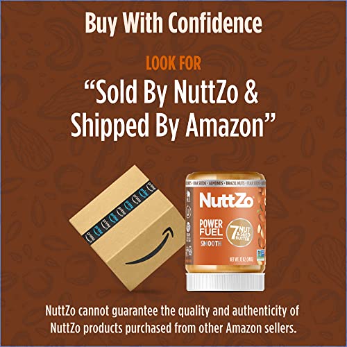 Organic Nuttzo Power Fuel Smooth Mixed Nut Butter Spread | Cashews Almonds Brazil Nuts Flax Seeds Chia Seeds Hazelnuts Pumpkin Seeds | No Peanuts | Paleo Gluten Free Vegan Kosher| 1G Sugar, 6G Protein | 12 Oz #TOP6