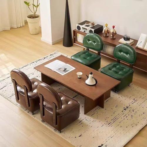 【 GLYZ】ロースツール オフィススツール 作業椅子 PU レザー製 背もたれ付き キャスター付き 360° 回転式 低座面 オフィス リビング ダイニング 在宅勤務用 多用途 柔軟 使いやすい (中古红) [2]