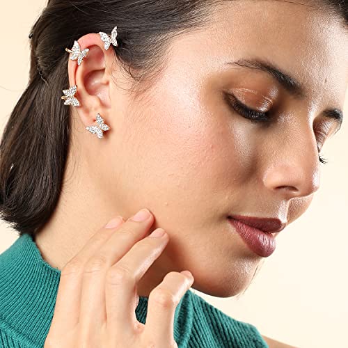 Image of SOHI Designer Cuff Earrings for women & girls, cute earrings for girls, fancy earrings for women stylish, fashion jewellery for women, Light Weight stylish, Cuff Earring, One Ear Cuff, Ear wire