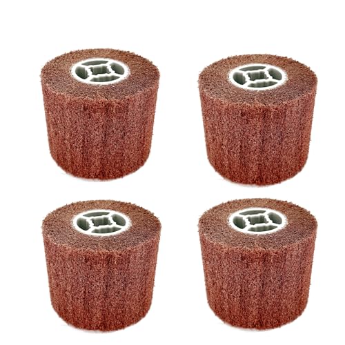 Image of 4 Pcs 240 Grit Abrasive Drawing Burnishing Wheel 4.7 inch x 4 inch | Finishing Drum Polishing Wheel, Surface Conditioning Tool Drum, For Metal, For Wood