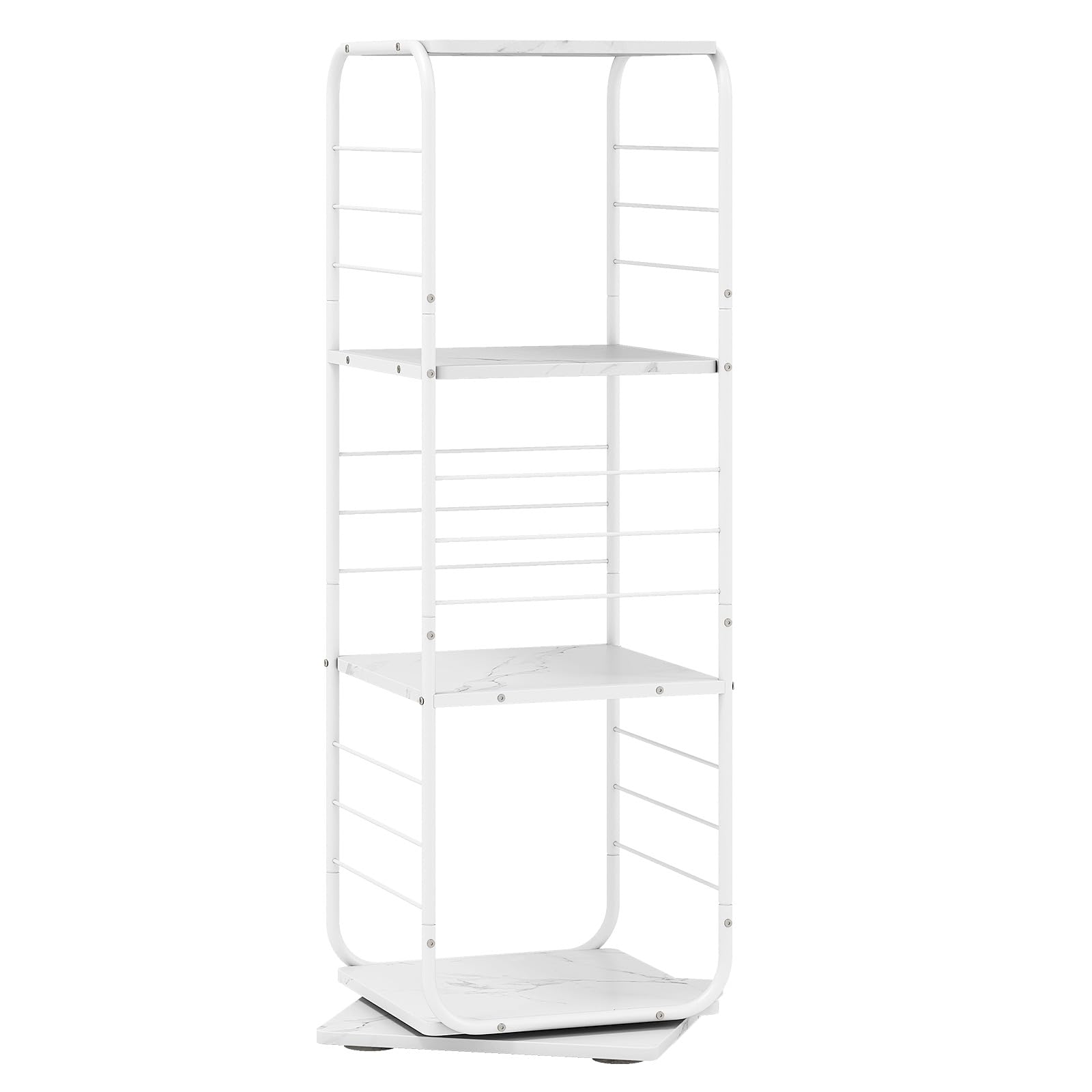 COSTWAY Mueble Tocadiscos de Vinilo para 280 LPs, Estantería Giratoria para Vinilos de 4 Niveles, Giratoria 360°,Metal, Soporte de Tiscos para Salón, 40x40x115cm (blanco)