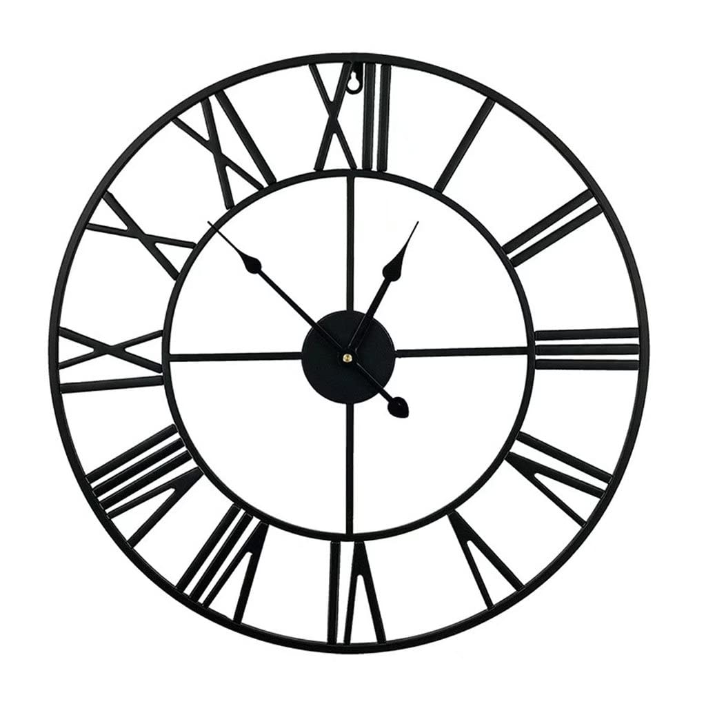 Horloge murale design cheminée salon chiffres romains