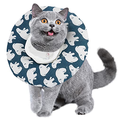 Image of HonourHope 3PCS Adjustable Cat Recovery Collar Soft Pet Cone Collar Protective Cotton Comfy Dog Collar After Surgery Cat E-Collar Elizabethan Collars for Pets Kitten and Small Dogs-S