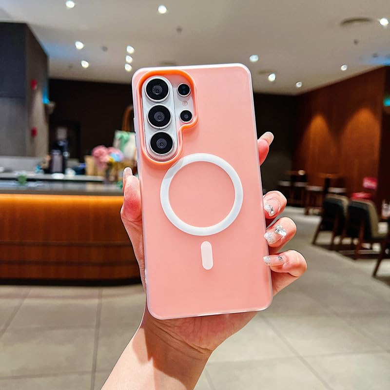 Image of LuxuryKase Magnetic Silicone Candy Case for Samsung Galaxy S26 Ultra | MagSafe Compatible | Slim Protective Case | Lightweight & Flexible | Wireless Charging | Soft Matte Finish - Pink