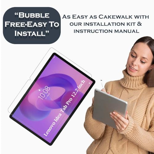 Image of Tough Lee Tempered Glass Screen Guard Protector for Lenovo Idea Tab Pro 12.7 Inch / Yoga Tab Plus 2025 12.7 inch / P12 Tablet (Anti Scratch, FingerPrint, SmudgeProof) (with Easy Installation Kit) (Pack of 1)