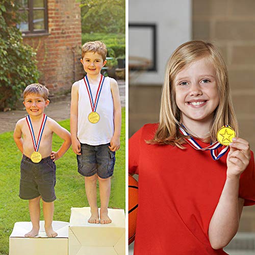 Medaille Enfant 12 Pièces, Medaille d'or Plastique Olympiques Sportives Médailles avec Ruban, Médailles du Gagnant pour… - Image 8