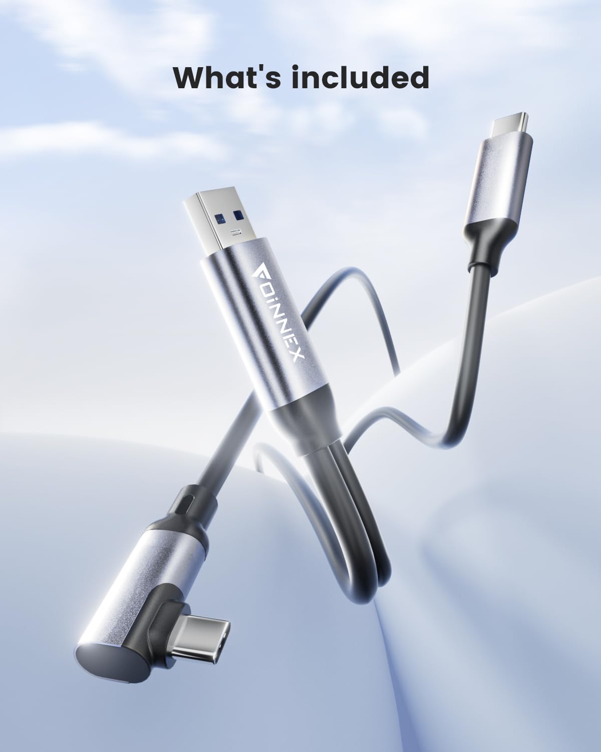 FOINNEX Kabel Link 6 m, kompatybilny z zestawem słuchawkowym Oculus/Meta Quest 2 VR, kabel VR z ładowaniem USB C 60 W, oddzielny kabel wystarczającej ilości zasilania, kabel USB 3.0 na USB C do VR/PC
