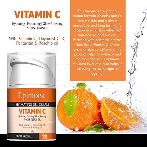 Image of Finn Cosmeceuticals Epimoist Hydrating Gel Cream Vitamin C Glow Boosting, Hydrating and Protecting Moisturizer for Face, Neck and Decollete, 50 g