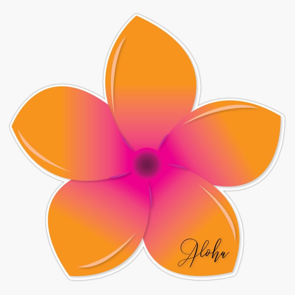 Orange Pink Plumeria Sticker Vinyl Waterproof Sticker Decal Car Laptop Wall Window Bumper Sticker 5"