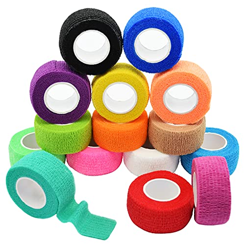 FEILIBAY 15 Pack Cohesive Wrap 1 Inch x 5 Yards 15 Colors