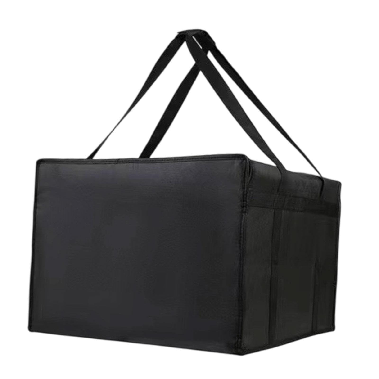 Pizza Liefertasche Isolierte Wärmebeutel Transporttasche Doppelreißverschluss Aluminiumfolie Faltbar für Familie Gastronomie Picknick Outdoor Festver, 50x50x35.5 Cm