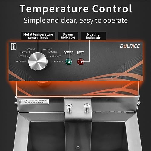 DULNICE Fritteuse Commercial Friteuse mit Fett mit Ölventil 6L, 3000W Elektrische Fritteuse mit Korb & Deckel, Fritteuse mit öl 60°C-200°C für Küche und Haushalt – Bild 5