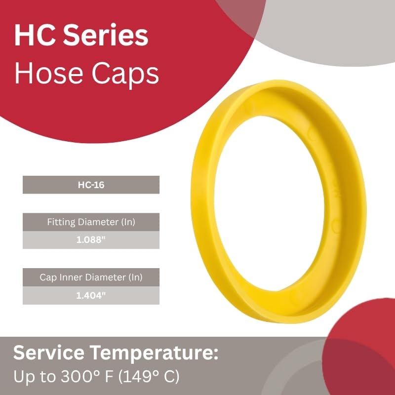 Image of Caplugs HC-16 HC Series - Plastic Hose Cap, 40 Pack, Yellow FlexTemp TEO, Cap ID 1.404 inch x Fitting OD 1.088 inch, Tube and Hose End Fitting Covers, Assembly Manufacturing (99495375)
