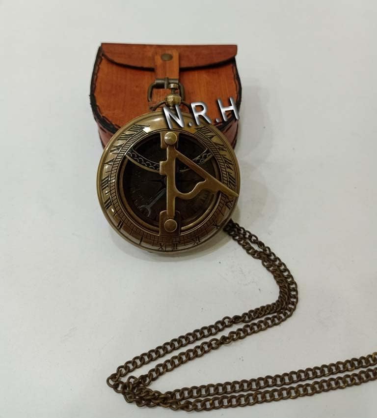 Brújula de Bolsillo de Latón con Estuche de Cuero Grabado miniatura 5
