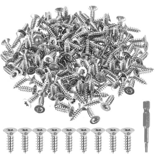 160 Pezzi Viti Autofilettanti in Acciaio Inox TORX, Set Viti per Legno e Metallo, Viti a Testa Piatta per Mobili, con Cacciavite a Bussola T10 da 50mm