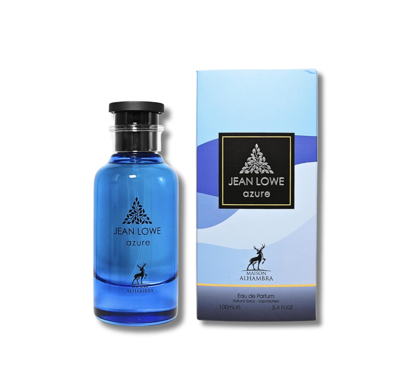 Perfume Jean Lowe Azure 100ml, Perfume Árabe de Larga Duración, Eau da Parfum Importado desde Dubái, Fragancia Fresca y Sofisticada, Incluye Atomizador Recargable 5ML (Azure)