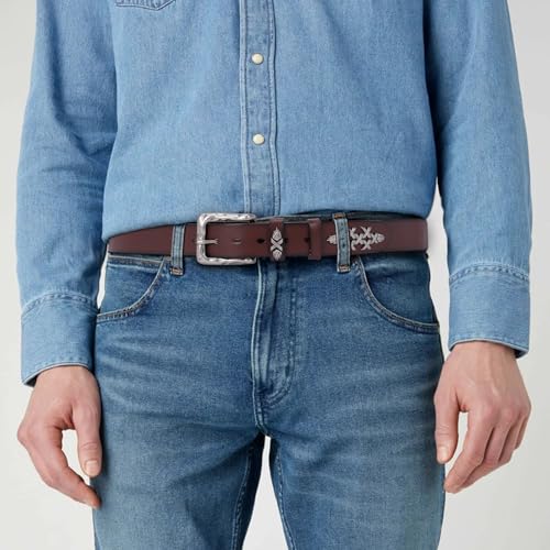 Image of Mens Casual Jean Belt Full Grain Leather Heavy Duty Punk Western Cowboy Belt 7 Holes Gift Box Packaging