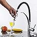 Grifo Cocina con 2 Modos Ducha Extraíble, 360° Giratorio Grifo de Fregadero con Manguera Silicona de Grado Alimenticio, Grifo Mezclador para Agua Fría y Caliente, Latón Cromado Grifos Fregadero