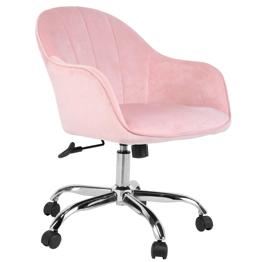 Chaise pivotante à 360 degrés en velours avec base en fer robuste