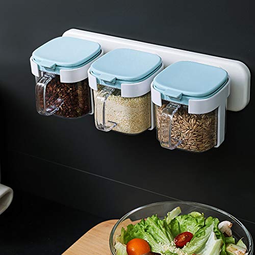 XYNSNDB GaRcan Caja de condimentos montada en la Pared, Tarro de condimentos para Sal de Cocina, Caja de Especias para el hogar, contenedor de Almacenamiento, tarros de condimentos para Especias,
