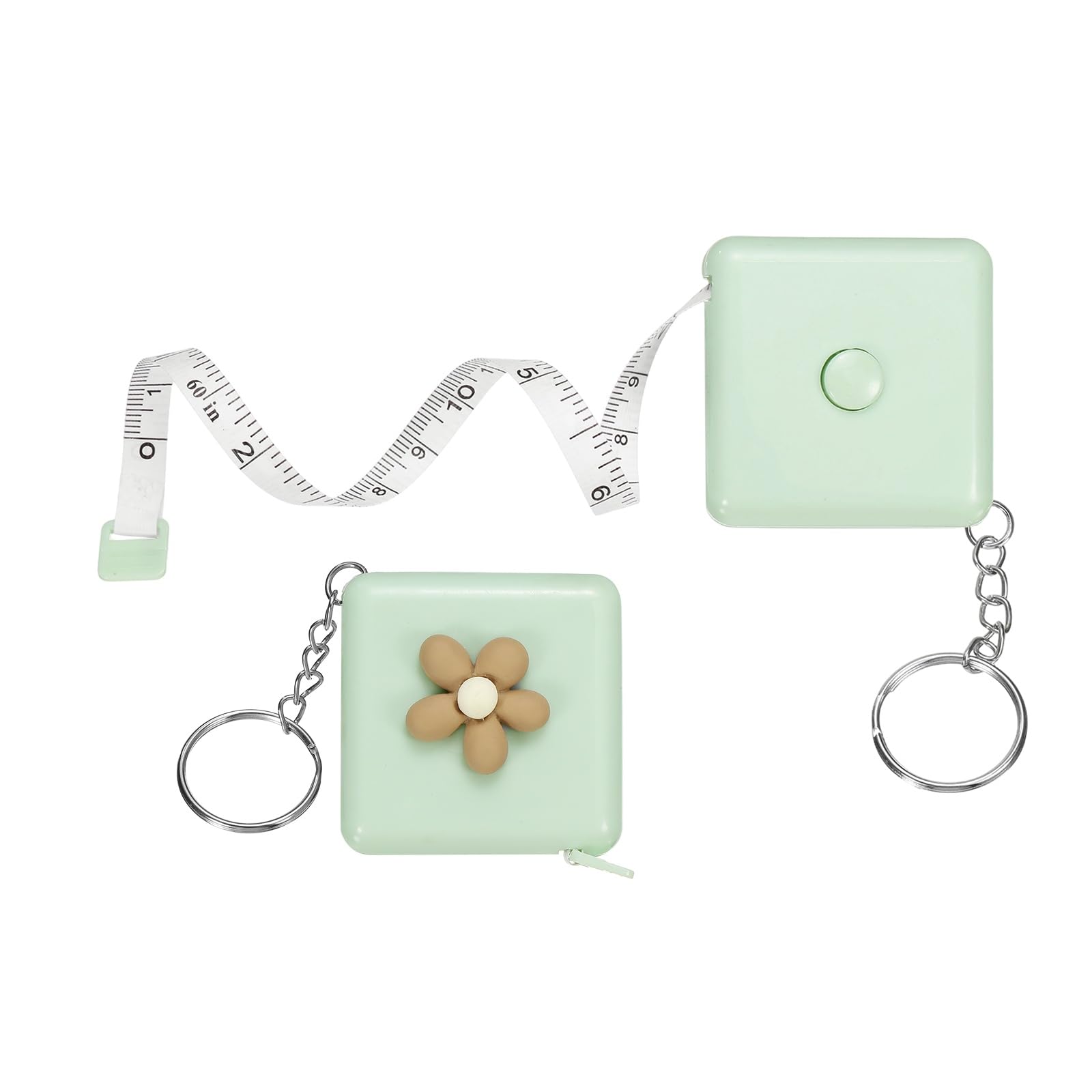 sourcing map 2Pcs Soft Tape Measure 60" Double Scale Retractable Mini Cartoon Measuring Tape Cute Tape Measurer for Sewing Craft Cloth Fabric Tailor Weight Loss Body Measurements, Coffee Flower