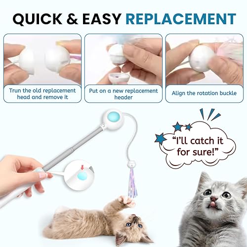 Image of Foodie Puppies Retractable Cat Teaser Wand Toy with Laser Light, Feather Bell Refills & Colorful Tassels for Cats & Kittens | Adjustable, Recycling Design | Interactive Toy for Playing & Pouncing