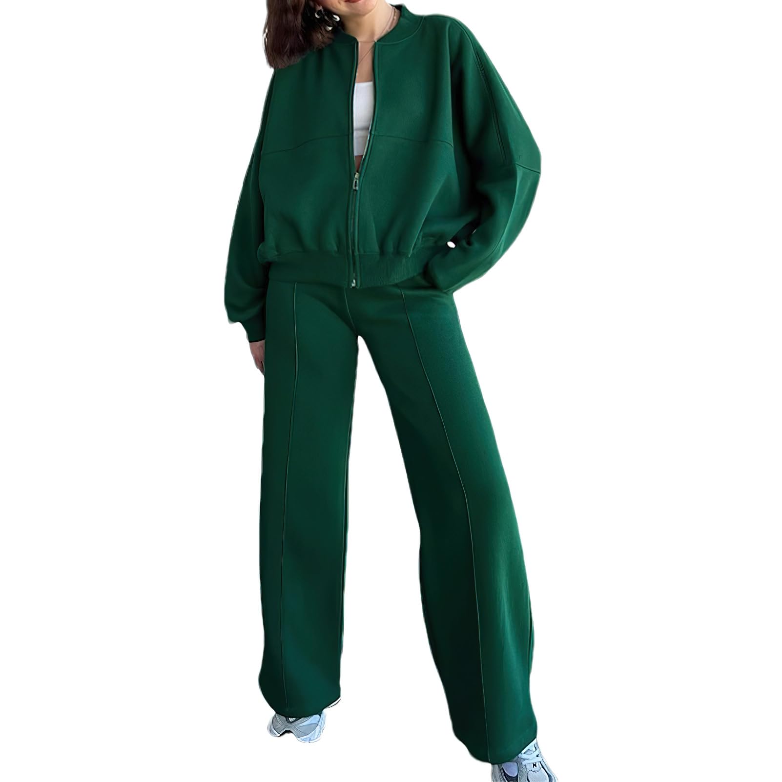 amropi Trainingsanzug Damen Jacke mit Reißverschluss und Jogginghose 2 Stück Kleidungsset