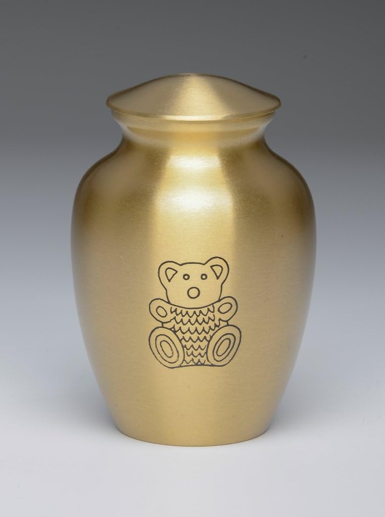 Solid Brass Cremation Urn with Teddy Bear