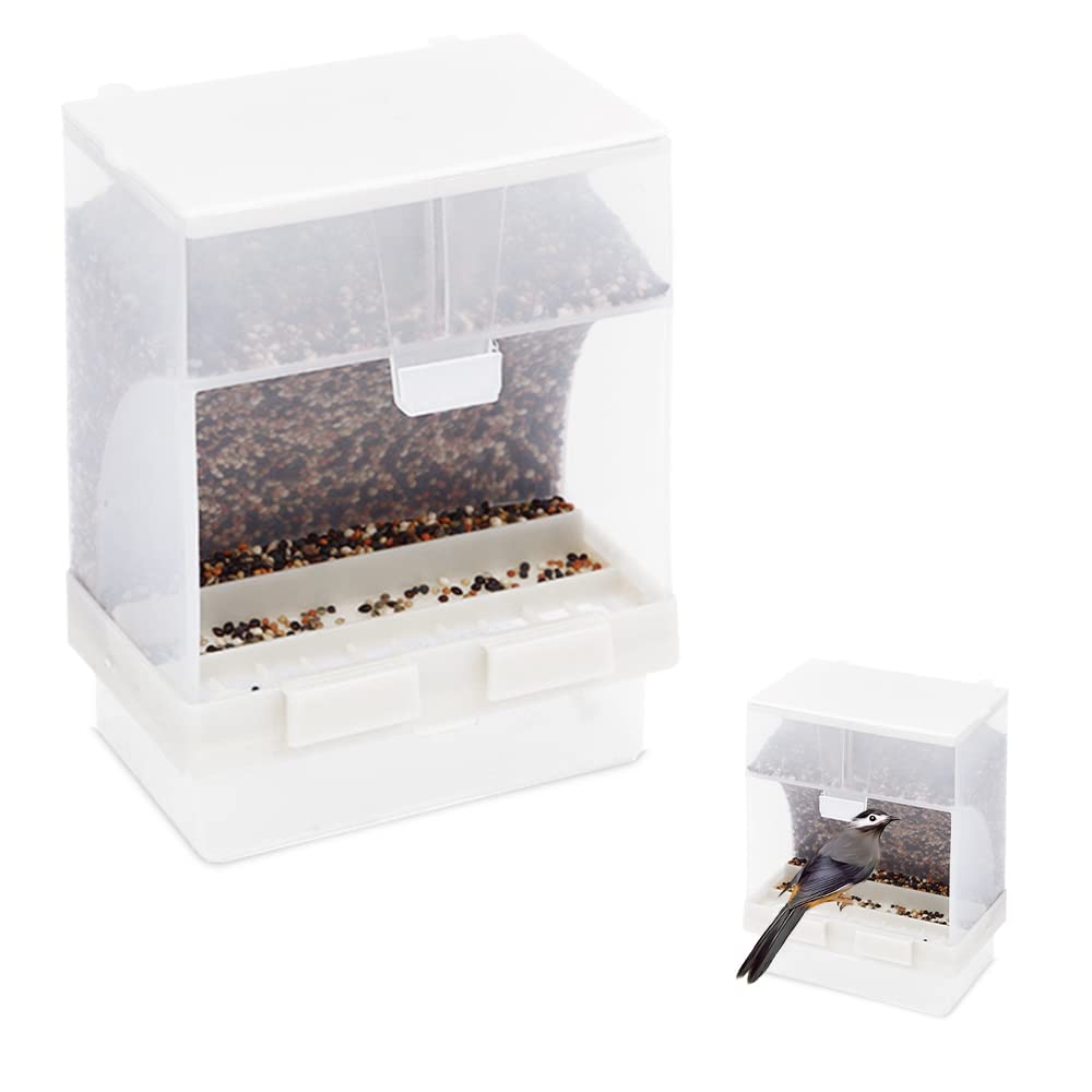 JVHLOV Comedero Transparente para Pájaros, Alimentador automático de Aves, contenedor de Comida para Semillas en Jaula, para la Mayoría de los Pájaros