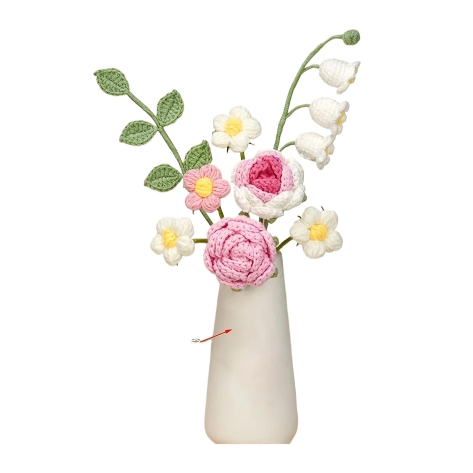 FCfpxwtz Artificial Crochet Flower, Crochet Flower Bouquet Multicolor, Artificial Flowers for Mothers Day Home Decor(2)