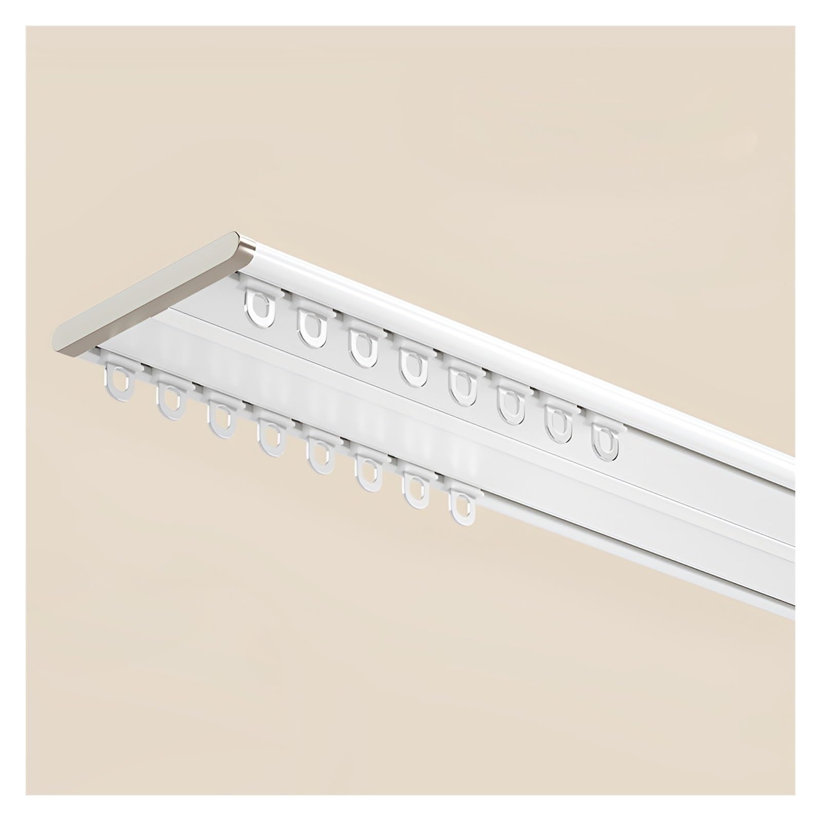 Ultra-thin Conjoined Double Curtain Track, 6.0mm Low Profile Ceiling Mounted Curtain Rail, Silent Glider for Blackout Curtains, Modern Heavy Duty Curtain Rod for Bedroom(230cm/7.5ft(2*115cm))