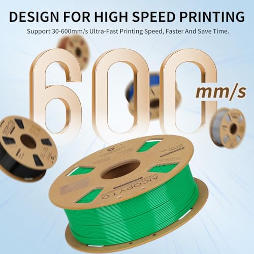 Image of PETG Filament 1KG Green, High Speed 30-600mm /s 3D Printer Filament Rapid PETG 1.75mm Dimensional Accuracy + /- 0.02mm, 1kg Cardboard Spool(2.2lbs) Fits for Most FFF 3D Printers