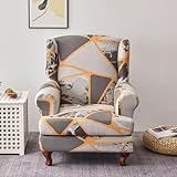HERMOSOS PATRONES: la funda de sofá mantiene el brillo del sillón orejero, el color es intercambiable, tiene una variedad de diseños de patrones, transforma tu sillón orejero viejo, dañado o feo en un nuevo aspecto, cambia el estilo del hogar a tu gusto sin necesidad de gastar mucho.