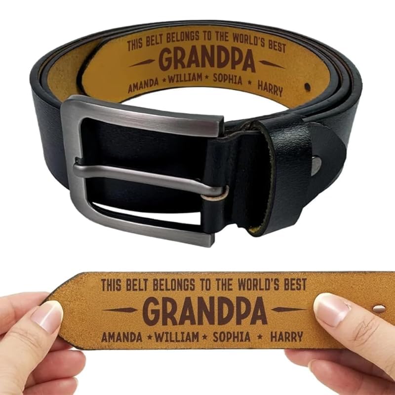 This Belt Belongs to The World’s Best Grandpa Leather Belt, Personalized This Belt Belongs to The World’s Best Grandpa Belt from Kid, Custom Christmas Belt for Grandpa, Father’s Day Gift Leather Belt3