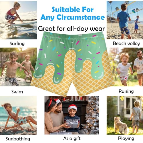 Boys Swim Trunks Quick Dry Kids Bathing Suit Ice Cream Green Toddler Swim Shorts Boardshorts Swimwear 3t2