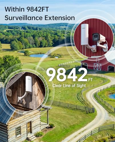Image of UeeVii Wireless Bridge with Camera: Long Range Point to Point Security System CPE450 + 3MP IP Camera Kit, Easy Setup for Homeowner and Business Owner for Barn Farm Ranch Warehouse Factory Security