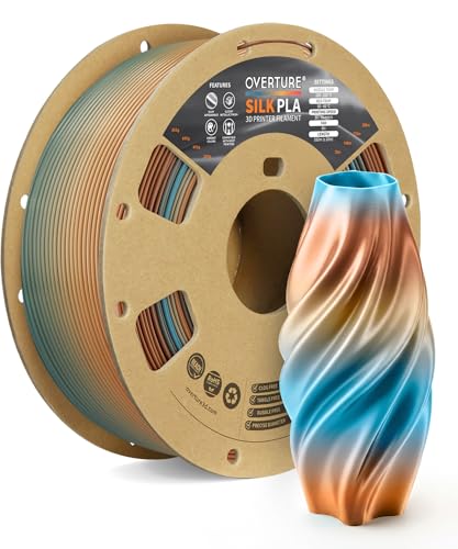 Image of OVERTURE Silk PLA Rainbow Filament 1.75mm, Bi-Color Shiny PLA Finish, Smooth & Glossy, 1kg Spool (2.2lbs), Ideal for Cosplay Jewelry & Home Decor (Silk Copper Shore)